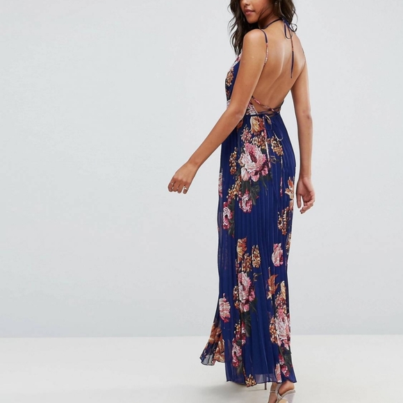 ASOS Petite Pleated Strappy Floral Maxi Wrap Dress - Picture 4 of 10